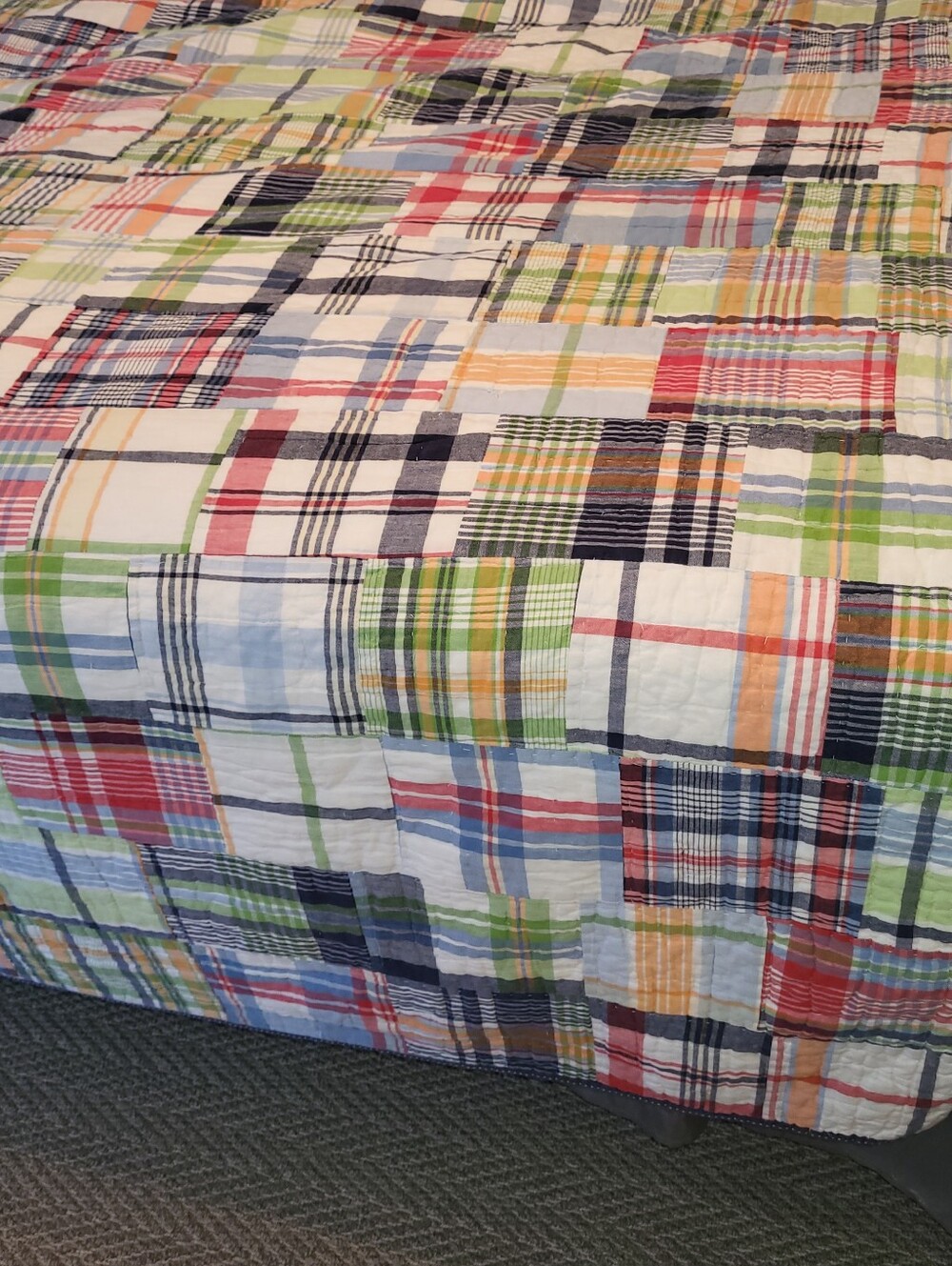 Pottery Barn Kids Multicolor Plaid Patchwork Quilt - Bright Plaid TWIN